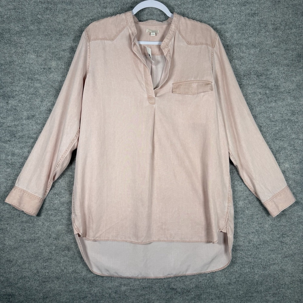 GAP Size-XL Womens Tunic Shirt Roll Tab Sleeve Hi-Low Hem Blush Pink